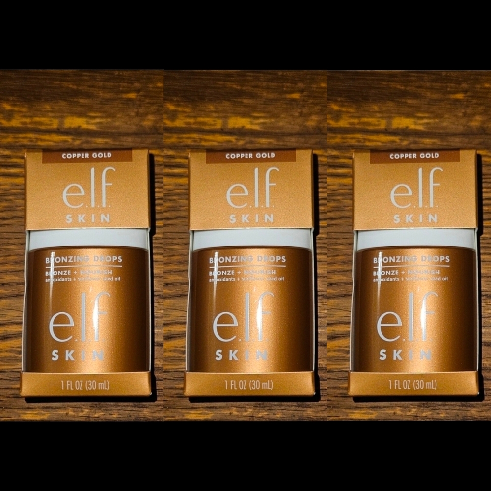 3 x Elf Skin Bronzing Drops In Copper Gold 1fl Oz BNIB